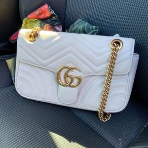 Gucci GG Mormont Matelasse Small White Shoulder Ba